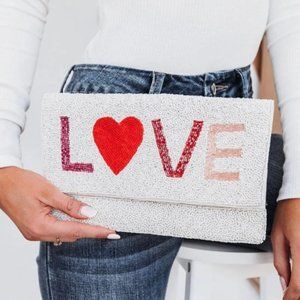 LOVE Beaded Clutch